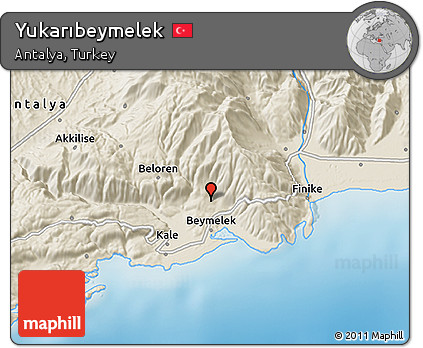 Shaded Relief 3D Map of Yukarıbeymelek