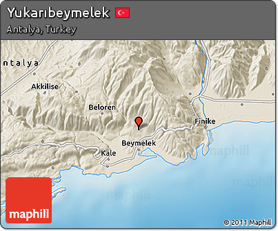 Shaded Relief 3D Map of Yukarıbeymelek
