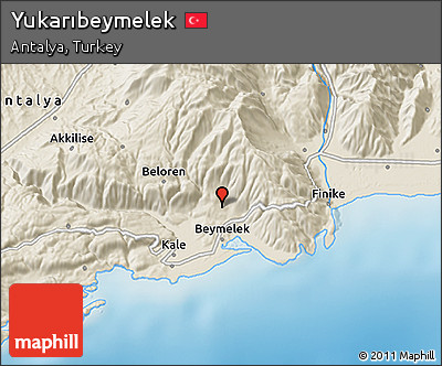 Shaded Relief 3D Map of Yukarıbeymelek
