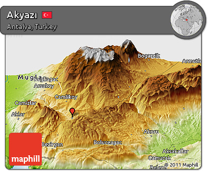 Physical Panoramic Map of Akyazı