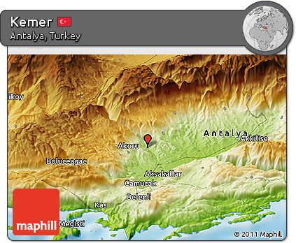 Physical Panoramic Map of Kemer
