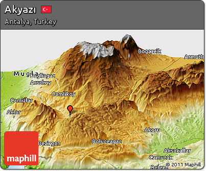 Physical Panoramic Map of Akyazı