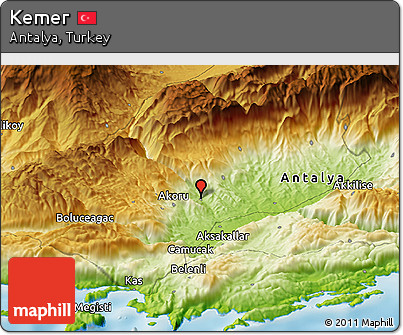 Physical Panoramic Map of Kemer