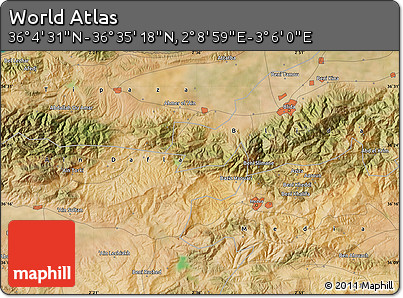 Satellite Map of the Area around 36° 19' 55" N, 2° 37' 30" E