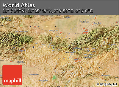 Satellite Map of the Area around 36° 19' 55" N, 2° 37' 30" E