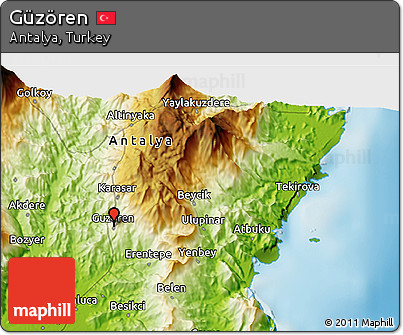 Physical 3D Map of Güzören