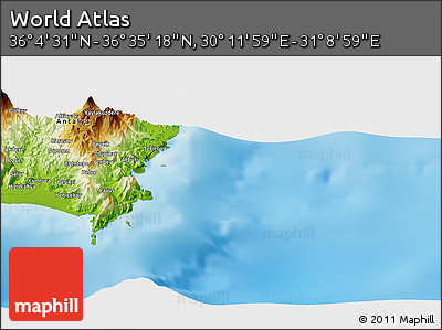 Physical Panoramic Map of the Area around 36° 19' 55" N, 30° 40' 29" E