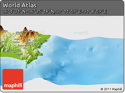 Physical Panoramic Map of the Area around 36° 19' 55" N, 30° 40' 29" E