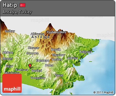 Physical Panoramic Map of Hatip