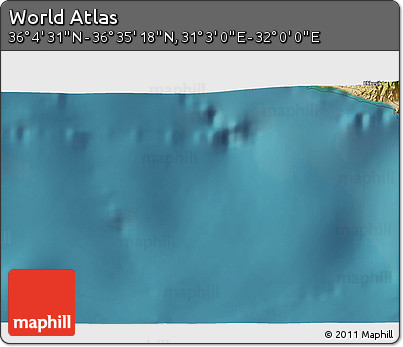 Satellite 3D Map of the Area around 36° 19' 55" N, 31° 31' 29" E