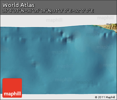 Satellite 3D Map of the Area around 36° 19' 55" N, 31° 31' 29" E