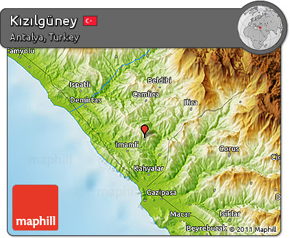 Physical 3D Map of Kızılgüney