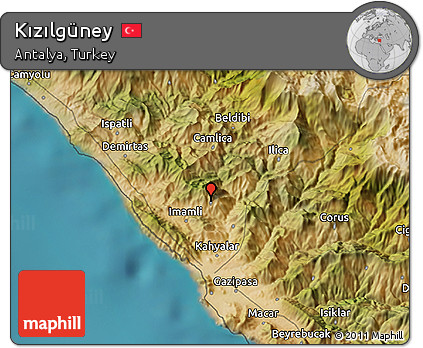 Satellite 3D Map of Kızılgüney