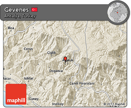 Shaded Relief 3D Map of Gevenes