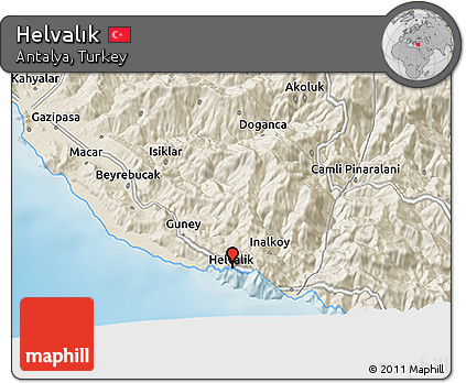 Shaded Relief 3D Map of Helvalık