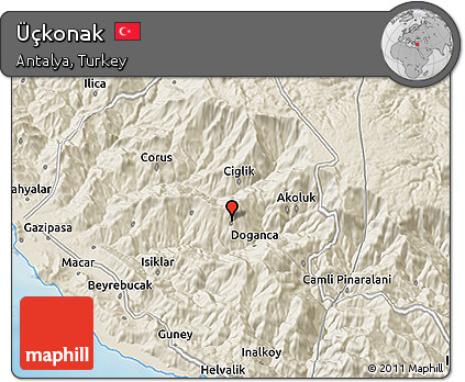 Shaded Relief 3D Map of Üçkonak