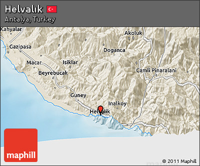 Shaded Relief 3D Map of Helvalık