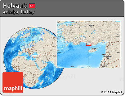 Shaded Relief Location Map of Helvalık