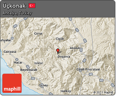 Shaded Relief Map of Üçkonak