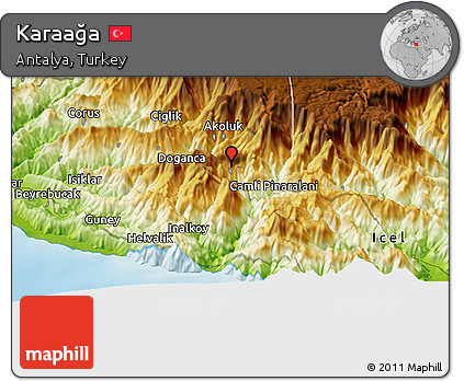 Physical Panoramic Map of Karaağa