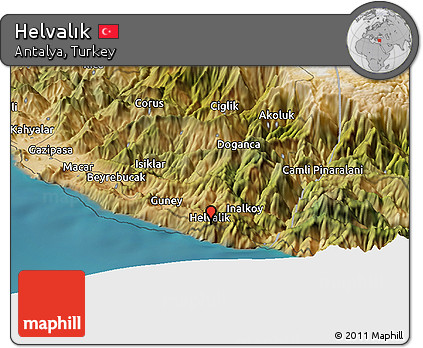 Satellite Panoramic Map of Helvalık