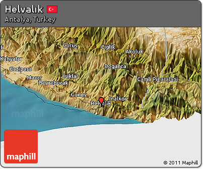 Satellite Panoramic Map of Helvalık