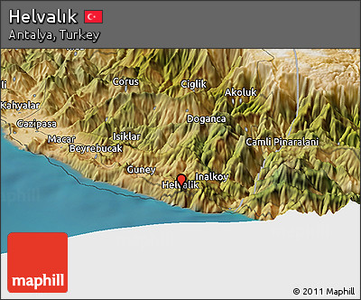 Satellite Panoramic Map of Helvalık