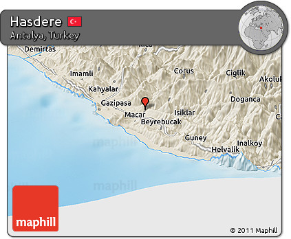 Shaded Relief Panoramic Map of Hasdere
