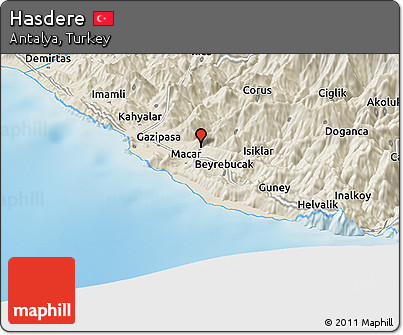 Shaded Relief Panoramic Map of Hasdere