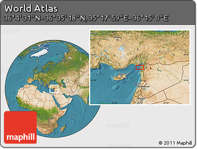 Satellite Location Map of the Area around 36° 19' 55" N, 35° 46' 29" E
