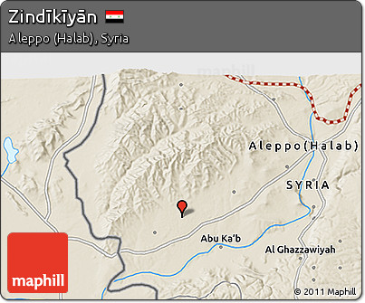 Shaded Relief 3D Map of Zindīkīyān
