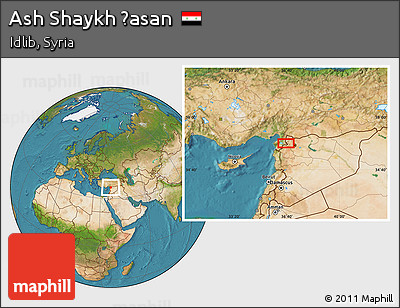 Satellite Location Map of Ash Shaykh Ḩasan