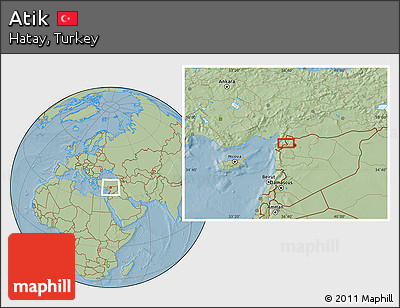 Savanna Style Location Map of Atik, hill shading