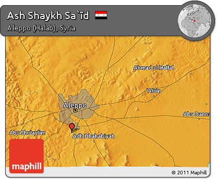 Political 3D Map of Ash Shaykh Sa`īd