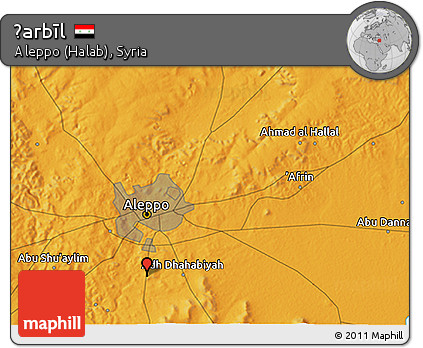 Political 3D Map of Ḩarbīl