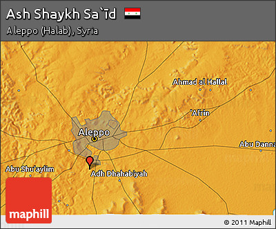 Political 3D Map of Ash Shaykh Sa`īd