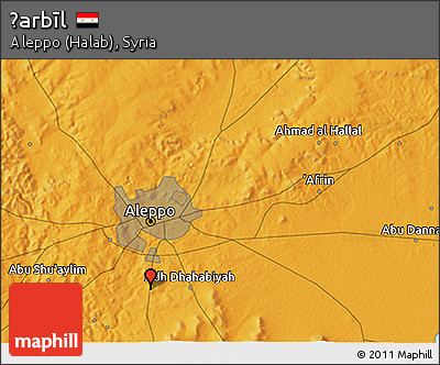 Political 3D Map of Ḩarbīl