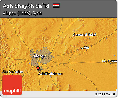 Political 3D Map of Ash Shaykh Sa`īd