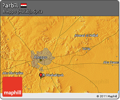 Political 3D Map of Ḩarbīl