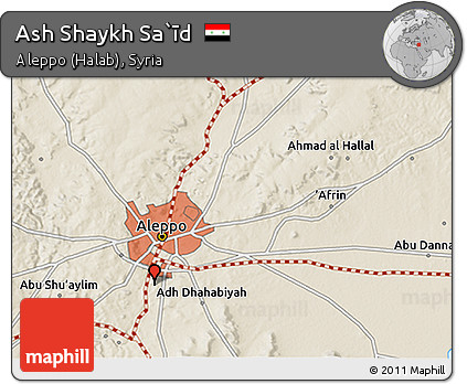 Shaded Relief 3D Map of Ash Shaykh Sa`īd