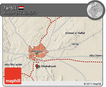 Shaded Relief 3D Map of Ḩarbīl
