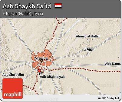 Shaded Relief 3D Map of Ash Shaykh Sa`īd