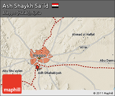 Shaded Relief 3D Map of Ash Shaykh Sa`īd