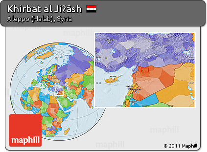 Political Location Map of Khirbat Al Jiḩāsh