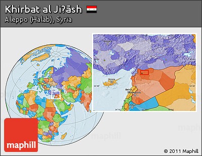 Political Location Map of Khirbat Al Jiḩāsh