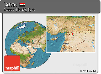 Satellite Location Map of `Afrīn