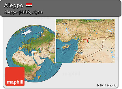 Satellite Location Map of Aleppo