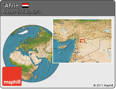 Satellite Location Map of `Afrīn