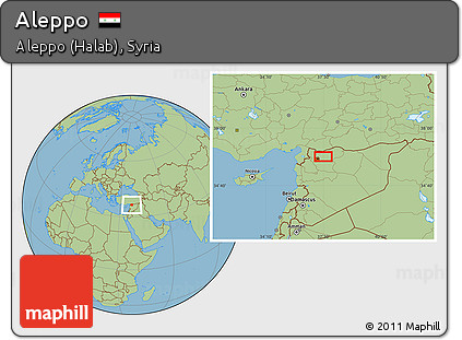 Savanna Style Location Map of Aleppo