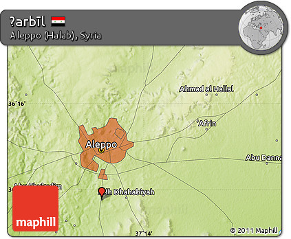 Physical Map of Ḩarbīl